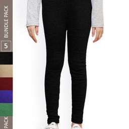 IndiWeaves Girls Pack Of 5 Wool Ankle Length Leggings-picture-44