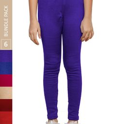 IndiWeaves Girls Pack Of 6 Woolen Ankle Length Leggings-picture-11