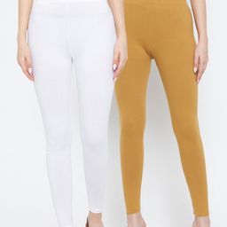 Clora Creation Women Pack Of 2 Solid Comfort-Fit Ankle-Length Leggings-image-37