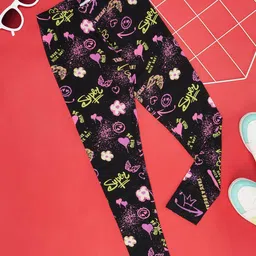 Pantaloons Junior Girls Printed Ankle Length Leggings-picture-55