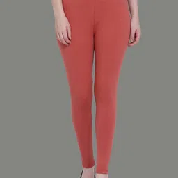 SPIFFY Women Rust Solid Ankle Length Leggings-94