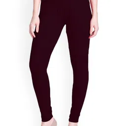 LYRA Women Burgundy-Coloured Solid Churidar-Length Leggings-image-10