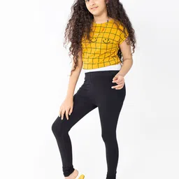 indian flower Girls Black Solid Cotton Churidar-Length Leggings-picture-16
