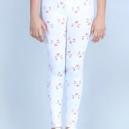 StyleStone Girls White Printed Ankle-Length Leggings-image-32