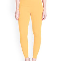 LYRA Women Pastel Yellow Solid Cotton Ankle-Length Leggings-image-55