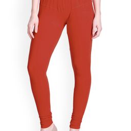 LYRA Women Orange Solid Churidar Length Leggings-image-129