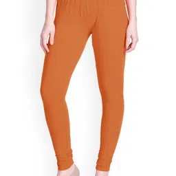LYRA Women Rust Coloured Solid Churidar Length Leggings-image-66