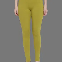 SPIFFY Women Olive-Green Solid Ankle-Length Leggings-image-15
