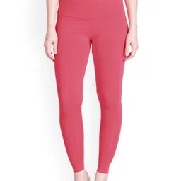 LYRA Women Pink Solid Ankle Length Leggings-image-88