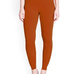 LYRA Women Rust Red Solid Ankle-Length Leggings-image-104