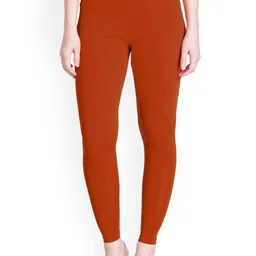 LYRA Women Rust Red Solid Ankle-Length Leggings-image-74
