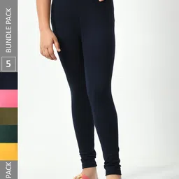 BAESD Girls Pack Of 5 Churidar-Length Leggings-image-96