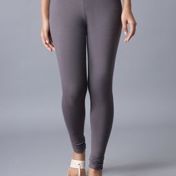 KEX Women Grey Solid Slim-Fit Churidar Length Leggings-image-115