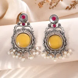 DASTOOR Silver-Plated Contemporary Drop Earrings-18