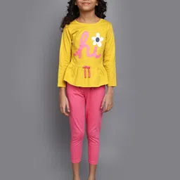 V-Mart Girls Typography Printed Top with Leggings-image-77