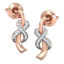 KUBERBOX Aksaj 18KT Rose Gold Diamond-Studded Earrings-1.12gm-image-91