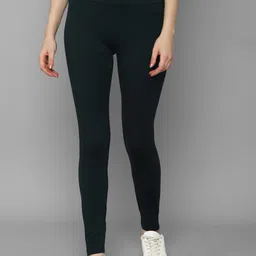 Allen Solly Woman Women Green Solid Ankle-Length Leggings-image-9