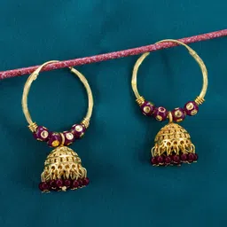PRIVIU Gold-Plated Dome Shaped Jhumkas Earrings-31