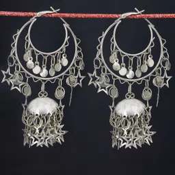 PRIVIU Silver-Plated Contemporary Oxidised Jhumkas-8