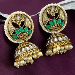 PRIVIU Gold-Plated Dome Shaped Jhumkas-image-58