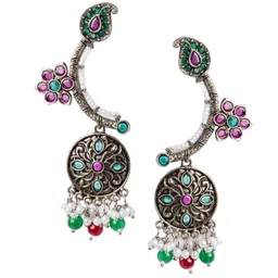 HOT AND BOLD Silver-Plated Paisley Shaped Drop Earrings-image-91