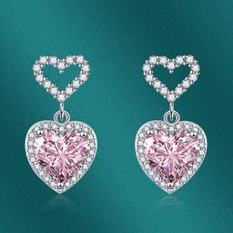 Designs & You Silver-Plated Heart Shaped Cubic Zirconia Drop Earrings-14