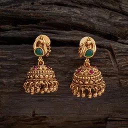 Kushal's Fashion Jewellery  Gold-Plated Artificial Stones Studded Jhumkas Earrings-30
