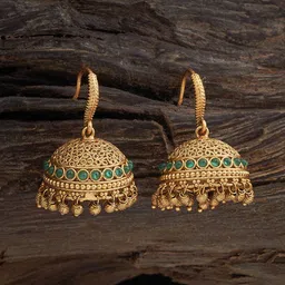 Kushal's Fashion Jewellery Gold Plated Dome Shaped Antique Jhumkas-37