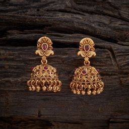 Kushal's Fashion Jewellery Gold-Plated Artificial Stones Studded Jhumkas Earrings-40