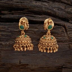 Kushal's Fashion Jewellery Gold-Plated Stones Studded Dome Shaped Jhumkas-26