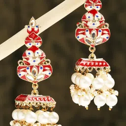 OOMPH Dome Shaped Meenakari Jhumkas-image-84