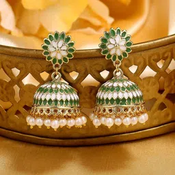 Estele Gold-Plated Floral Jhumkas Earrings-37