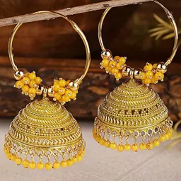 Keviv Gold-Plated Beads Beaded Dome Shaped Jhumkas-image-71