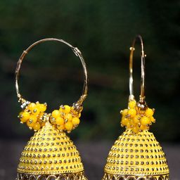 Zoey Gold Plated Artificial Beads Dome Shaped Jhumkas-42