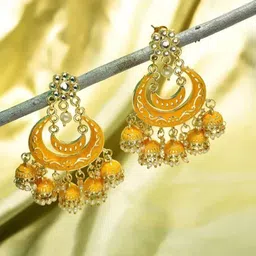 Zoey Gold-Plated Kundan Studded Contemporary Chandbalis-image-81