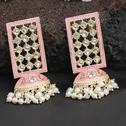 KARATCART Gold-Plated Contemporary Jhumkas Earrings-image-87