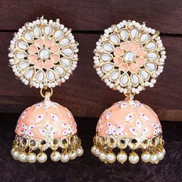 Sukkhi Gold Plated Dome Shaped Beaded Jhumkas-10