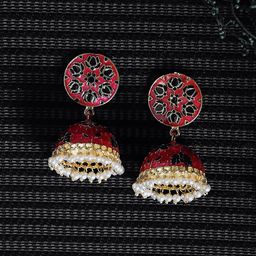 GloBox By ZeroKaata Gold-Plated Dome Shaped Jhumkas Earrings-43