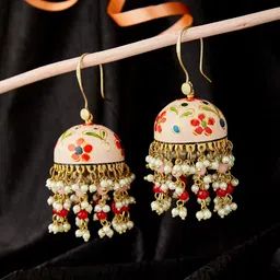 ATIBELLE Gold Plated Contemporary Jhumkas Earrings-image-12