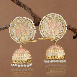 DASTOOR Multicoloured Contemporary Jhumkas Earrings-image-87