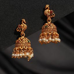 Saraf RS Jewellery Gold-Plated Contemporary Jhumkas Earrings-60