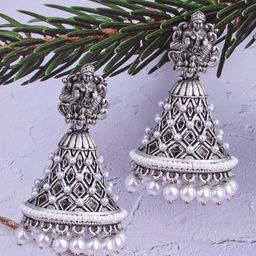 GRIIHAM Silver-Plated Dome Shaped Jhumkas-image-20