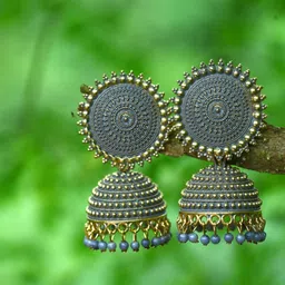 MEENAZ Gold-Plated American Diamond-Studded Jhumkas-27