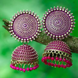 MEENAZ Gold-Plated Dome Shaped Jhumkas-22