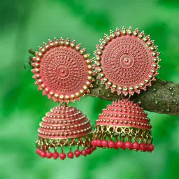 MEENAZ Gold-Plated American Diamond Studded Dome Shaped Jhumkas-26