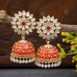 Crunchy Fashion Gold-Plated Dome Shaped Jhumkas-image-65