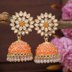 Crunchy Fashion Gold Plated Dome Shaped Jhumkas-image-69