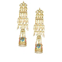 Runjhun Classic Kundan Jhumkas Earrings-25