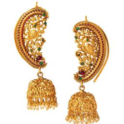 Shining Jewel - By Shivansh Gold-Toned Classic Jhumka Earrings-picture-31