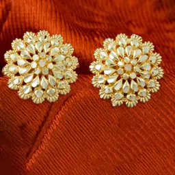 MEENAZ Set Of 4 Gold-Plated Circular Studs Earrings-6
